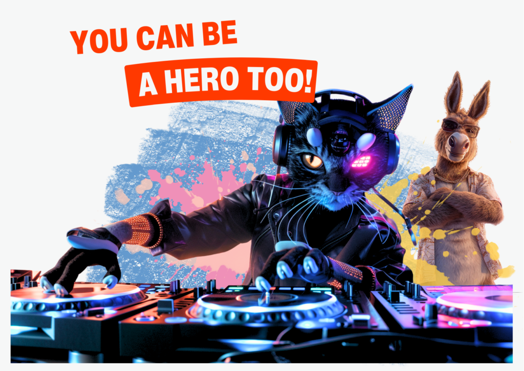AI Iimage of cyberpunk kangaroo and cat djin